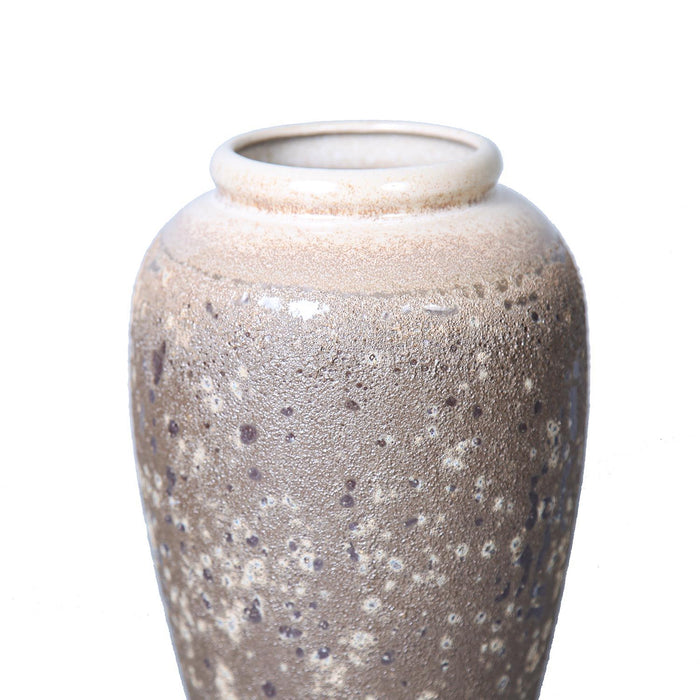 Vintage Sand Ceramic Vase 6.5"D X 12"H - Artisanal Piece For Your Home