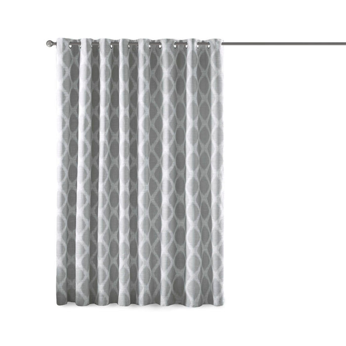 Printed Ikat Blackout Patio Curtain - Grey