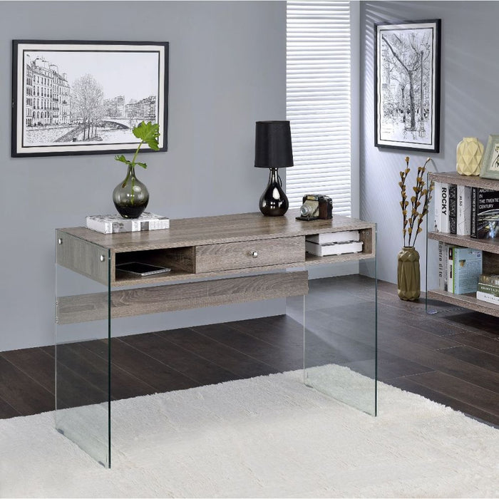 Armon - Desk - Gray Oak & Clear Glass Unique Piece Furniture