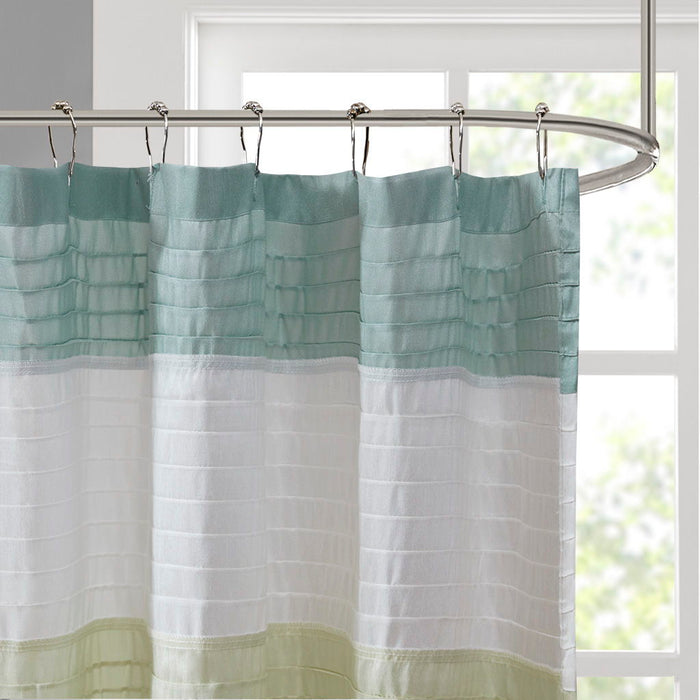 Faux Silk Shower Curtain - Green
