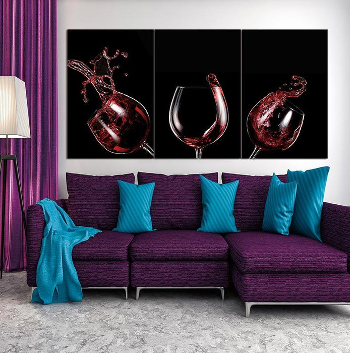 Oppidan Home "Red Wine Celebration" Acrylic Wall Art (48"H X 96"W)