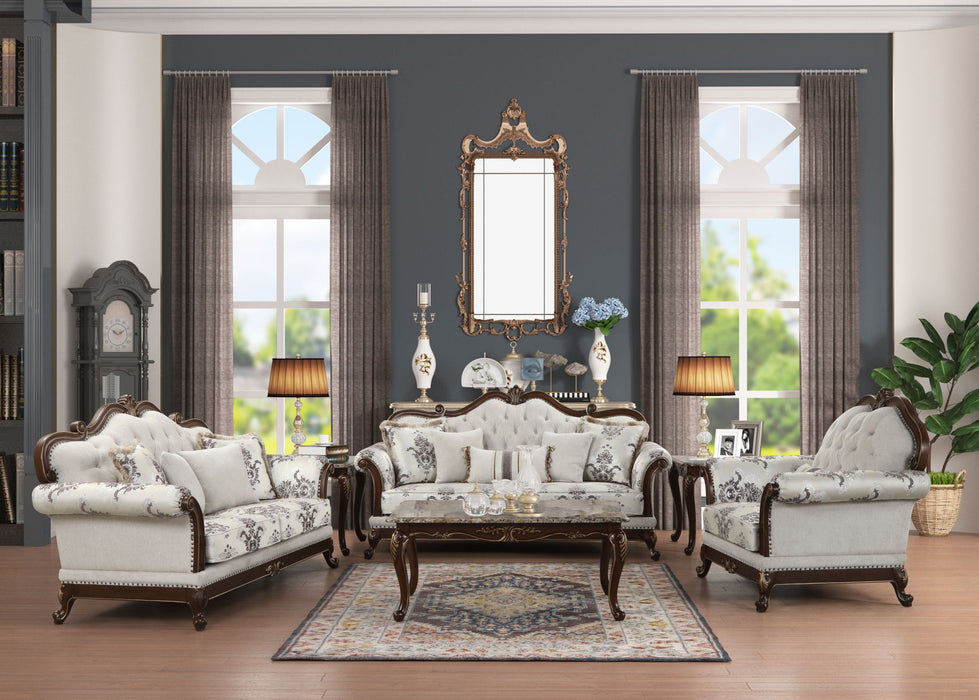 Gloria Traditional Style 2Pc Button Tufted Living Room Set