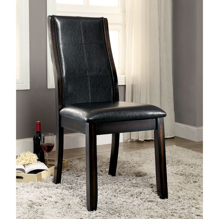(Set of 2) Espresso Leatherette Dining Chairs In Brown Cherry Finish