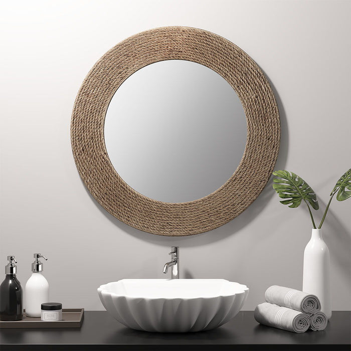 Natural Jute Rope Round Wall Mirror