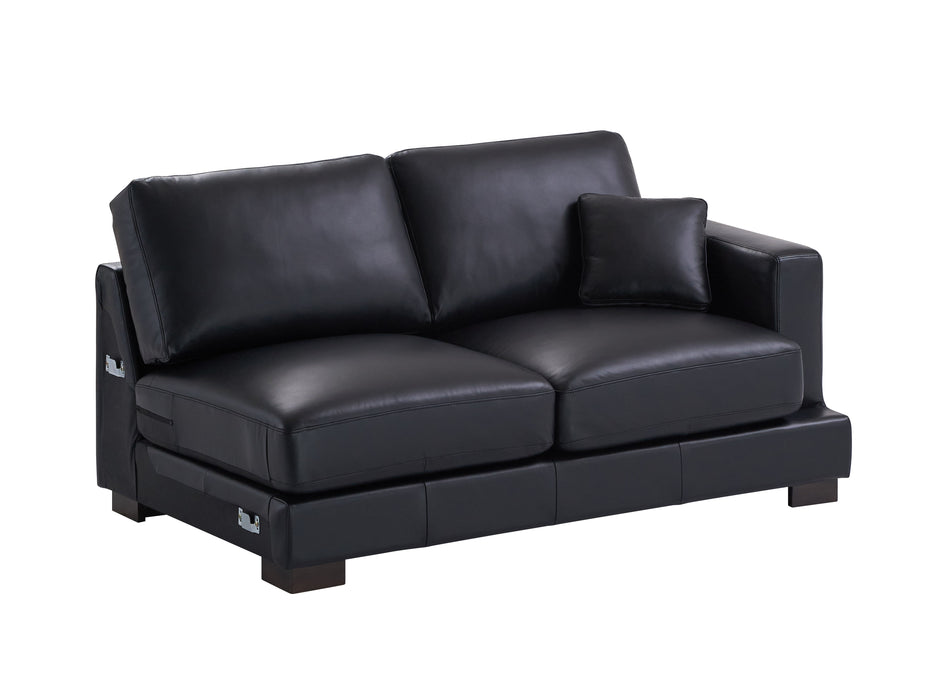 Acme Geralyn Sectional Sofa With 2 Pillows, Black Leather