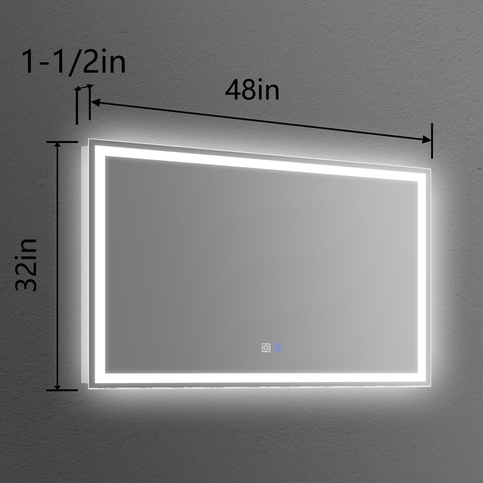 LED Bathroom Vanity Mirror With Light, 48 X 32", Anti Fog, Dimmable, Color Temper 5000K, Backlit / Front Lit, Both Vertical And Horizontal Wall Mounted Vanity Mirror