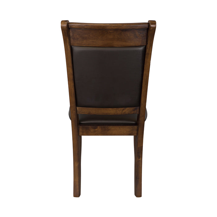 Classic Light Rustic Brown Finish Wooden Side Chairs 2 Pieces Set Upholstered Seat Back Casual Dining Room Furniture