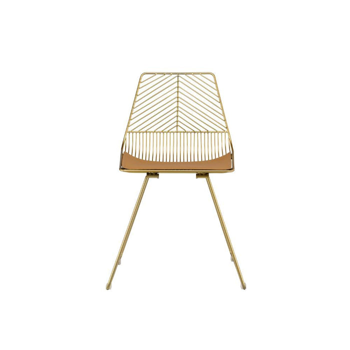 Faina - Side Chair (Set of 2) - Whiskey PU & Gold Unique Piece Furniture