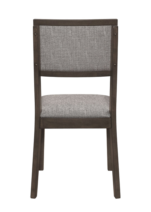2 Piece Transitional Dining Side Chair With Upholstered Seat Back Dark Brown Gray Finish Dining Room Wooden Furniture
