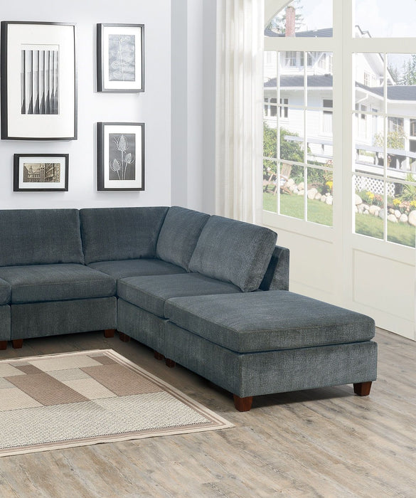 Living Room Furniture Gray Chenille Modular Sectional 7 Piece Set U-Sectional Modern Couch 2 Corner Wedge 3 Armless Chairs And 2 Ottoman Plywood