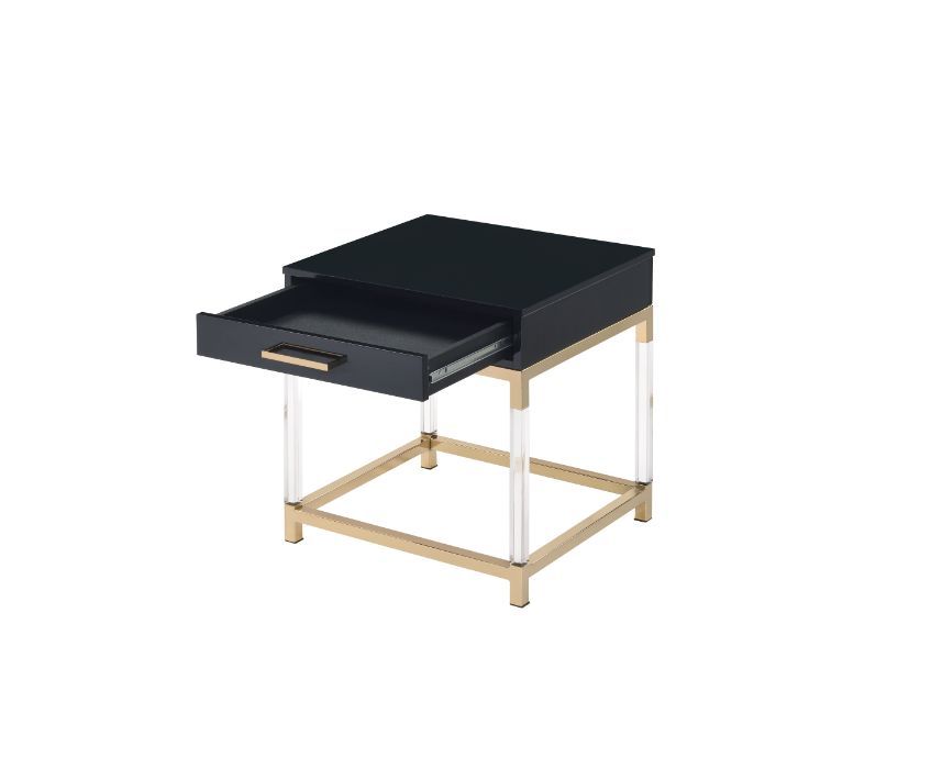 Adiel - End Table - Black & Gold Finish Unique Piece Furniture