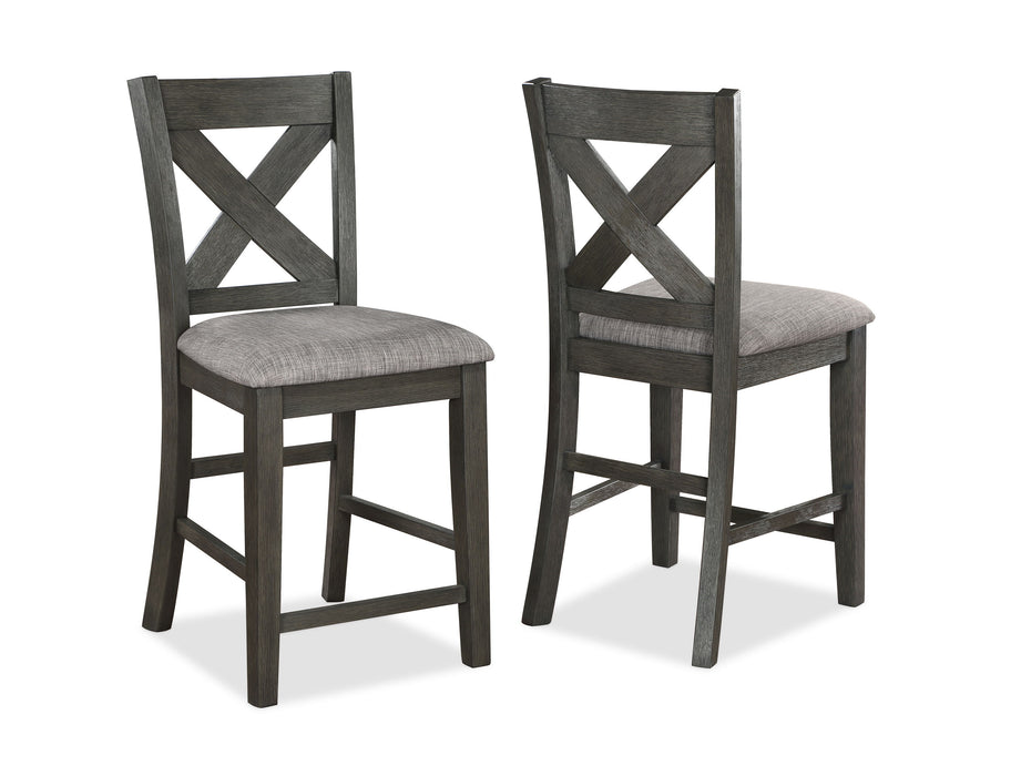 Transitional Farmhouse (Set of 2) Counter Height Dining Chair Gray Upholstered Seat X-Back Design Dining Room Wooden Furniture