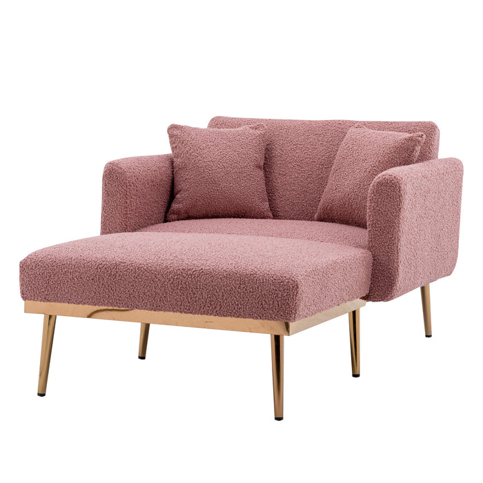 Coolmore Chaise / Lounge / Chair / Accent Chair - Brush Pink Teddy