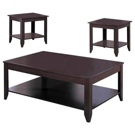 Brooks - 3 Piece Occasional Table Set With Lower Shelf - Cappuccino Unique Piece Furniture