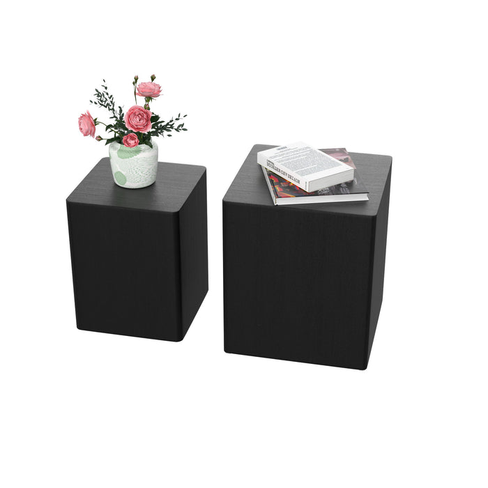 Upgrade MDF Nesting Table / Side Table / Coffee Table / End Table For Living Room, Office, Bedroom, Black Oak (Set of 2)