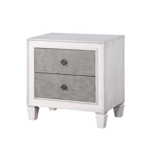 Katia - Nightstand - Rustic Gray & White Finish Unique Piece Furniture