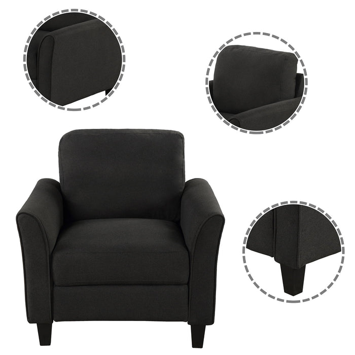 Living Room Furniture Armrest Single Sofa (Black)