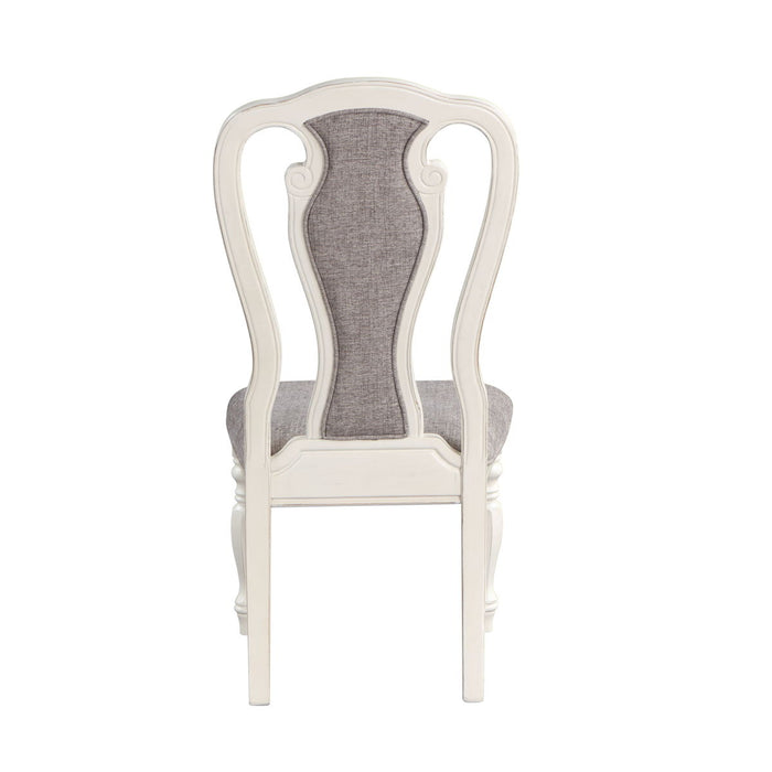 Acme Florian Side Chair (Set of 2) Gray Fabric & Antique White Finish