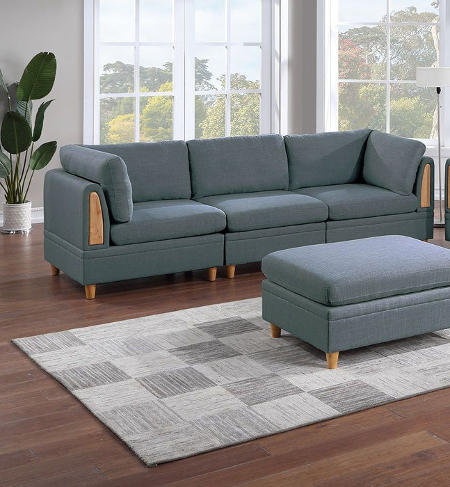 Contemporary Living Room Furniture 7 Pieces Sectional Sofa Set Steel Dorris Fabric Couch 4 Wedges 2 Armless Chair And 1 Ottomans