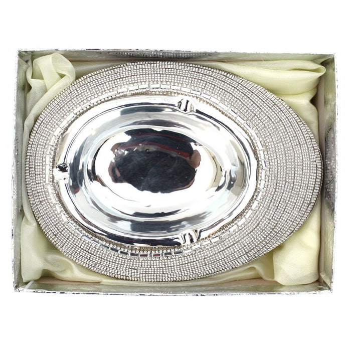 Ambrose Chrome Plated Crystal Embellished Ashtray - Silver