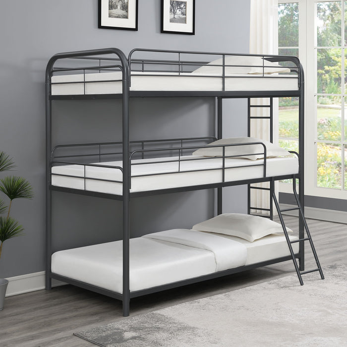 Furniture Triple Bunk Bed, Twin/Twin/Twin - Black