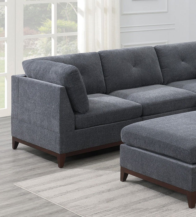 Ash Gray Chenille Fabric Modular Sectional 6 Piece Set Living Room Furniture Corner Sectional Couch 3 Corner Wedge 2 Armless Chairs And 1 Ottoman Tufted Back