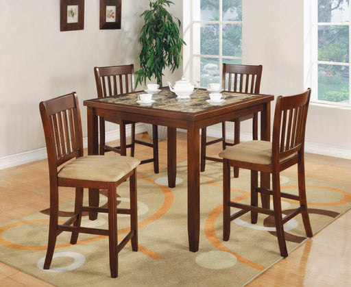 Jardin - 5 Piece Counter Height Dining Set - Red Brown And Tan Unique Piece Furniture