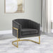 Alamor - Tufted Barrel Accent Chair - Dark Gray And Gold Unique Piece Furniture
