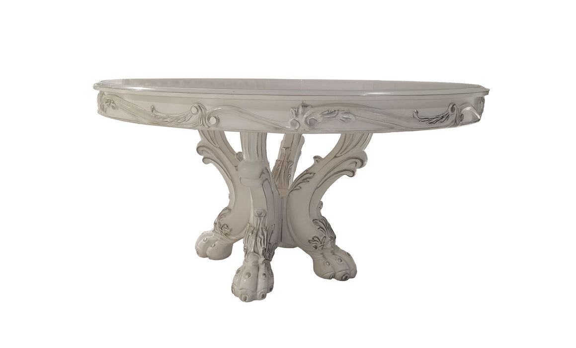 Acme Dresden Round Dining Table In Bone White Finish