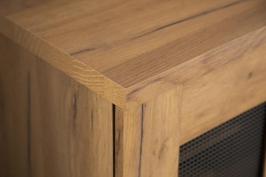 Bristol - Metal Mesh Door Accent Cabinet - Golden Oak Unique Piece Furniture