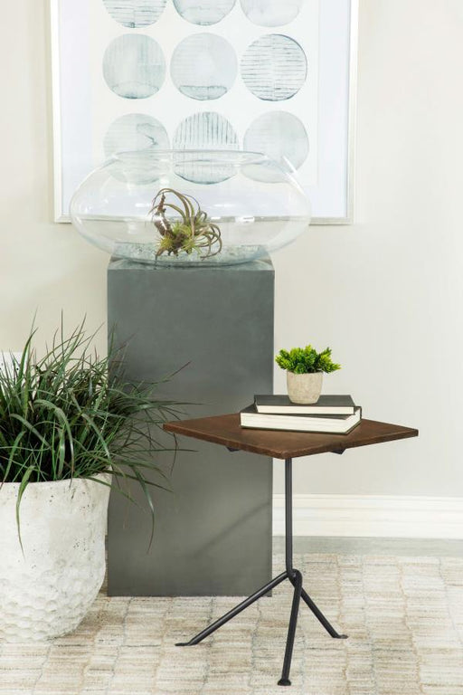 Heitor - Square Accent Table With Tripod Legs - Dark Brown And Gunmetal Unique Piece Furniture
