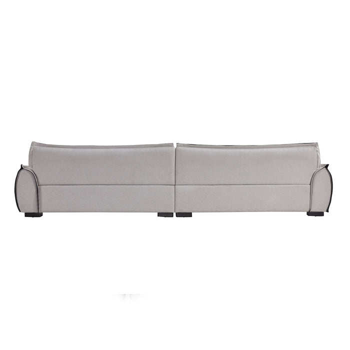 High Quality Fleece Sofa, 4 Seater Modern Sofa Couch With Ottoman, Comfy Upholstered Living Room Sofa With 4 Pillows - Light Gray