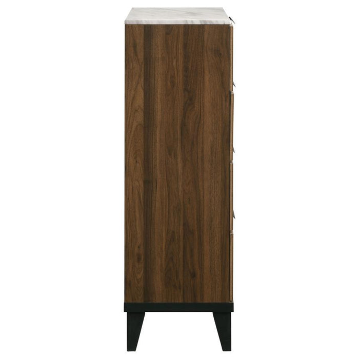 Mays - 4-Drawer Chest With Faux Marble Top - Walnut Brown Unique Piece Furniture