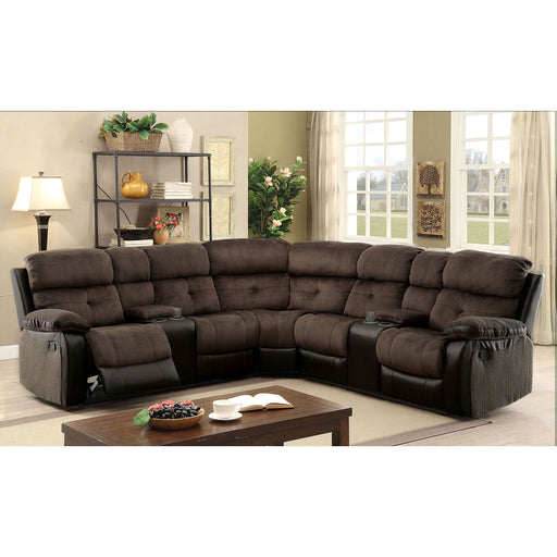 Hadley - Sectional With 2 Consoles - Brown / Black Unique Piece Furniture