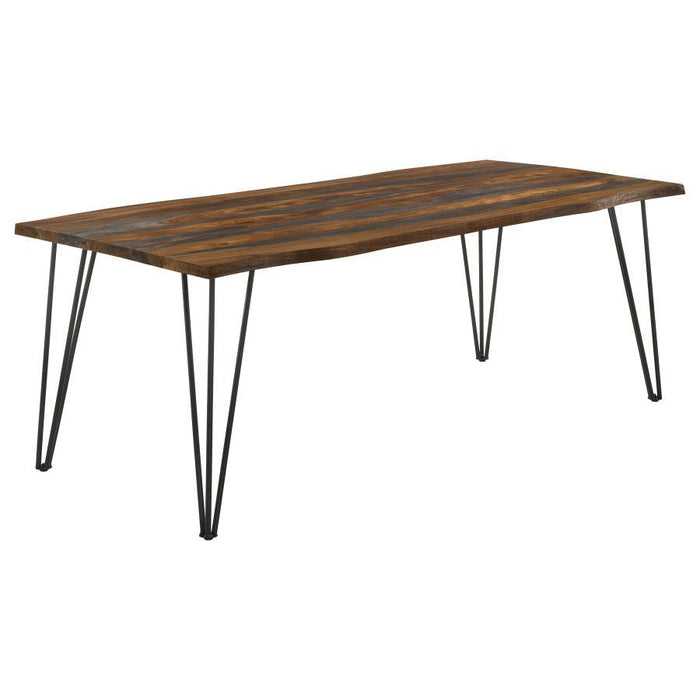 Neve - Live-Edge Dining Table With Hairpin Legs - Sheesham Gray And Gunmetal Unique Piece Furniture