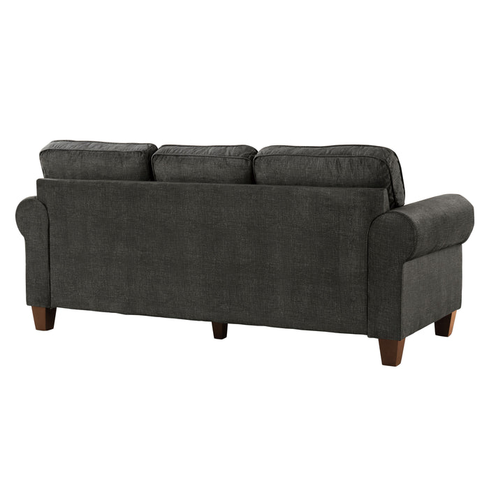Traditional Style Dark Gray Sofa 1 Piece Microfiber Upholstered Solid Wood Frame Nailhead Trim Living Room Furniture