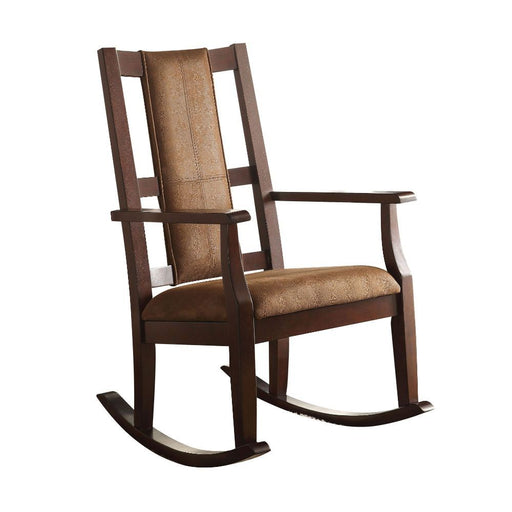 Butsea - Rocking Chair - Brown Fabric & Espresso Unique Piece Furniture