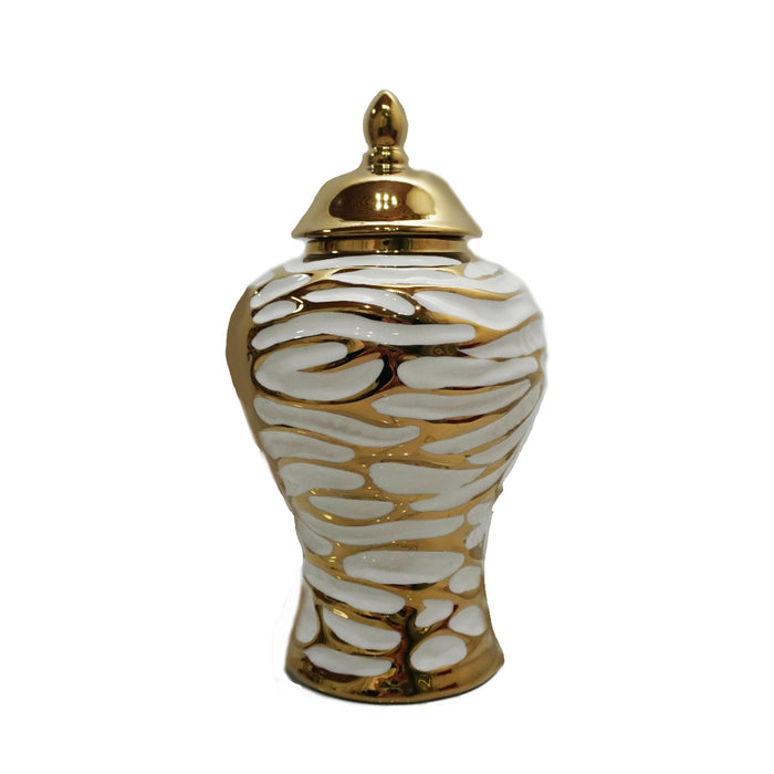 Charming Ginger Jar With Removable Lid - Gold / White