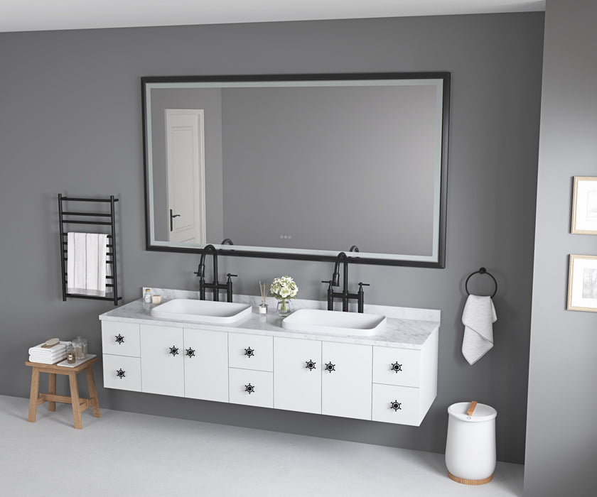 96 X 48 Inch Led Lighted Bathroom Wall Mounted Mirror With High Lumen + Anti-Fog Separately Control Bedroom Full-Length Mirror Bathroom Led Mirror Hair Salon Mirror