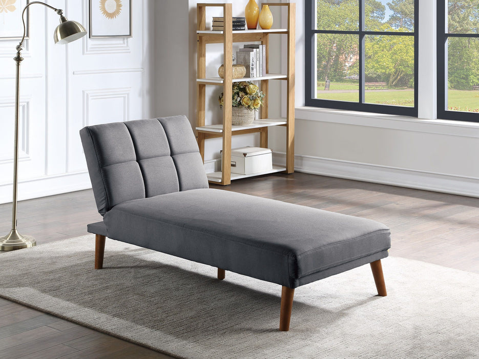 Blue Gray Polyfiber 1 Piece Adjustable Chaise Bed Living Room Solid Wood Legs Tufted Comfort Couch