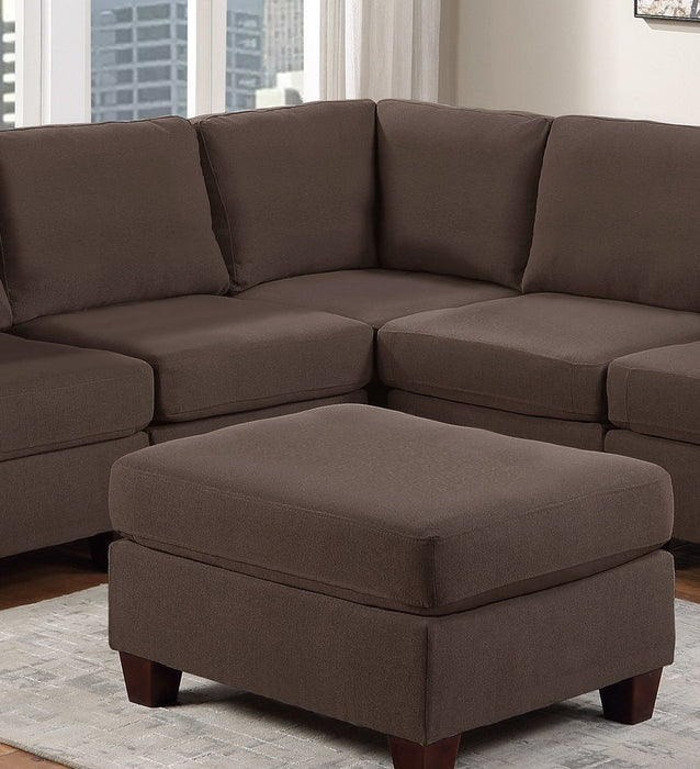 Living Room Furniture Ottoman Black Coffee Linen Like Fabric 1 Piece Cushion Ottoman Wooden Legs