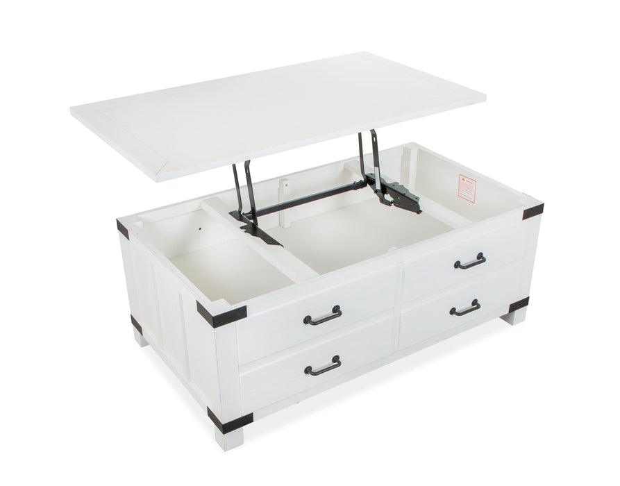 Harper Springs - Lift Top Storage Cocktail Table With Casters - Silo White