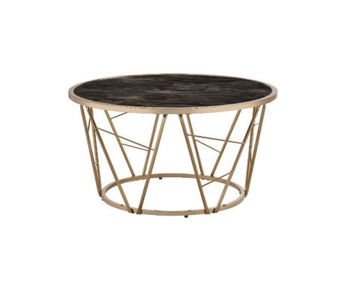 Cicatrix - Coffee Table - Faux Black Marble Glass & Champagne Finish Unique Piece Furniture