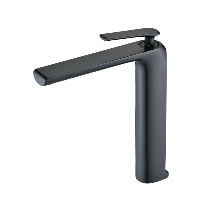Single Hole Single-Handle High - Arc Modern Bathroom Faucet In Matte Black