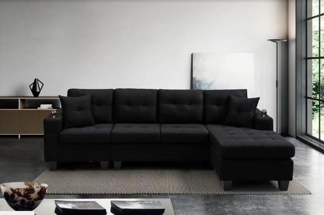 Mega Right Sectional Sofa With Footrest, Convertible Corner Sofa With Armrest Storage, Living Room And Apartment Sectional Sofa, Right Chaise Longue And Gray