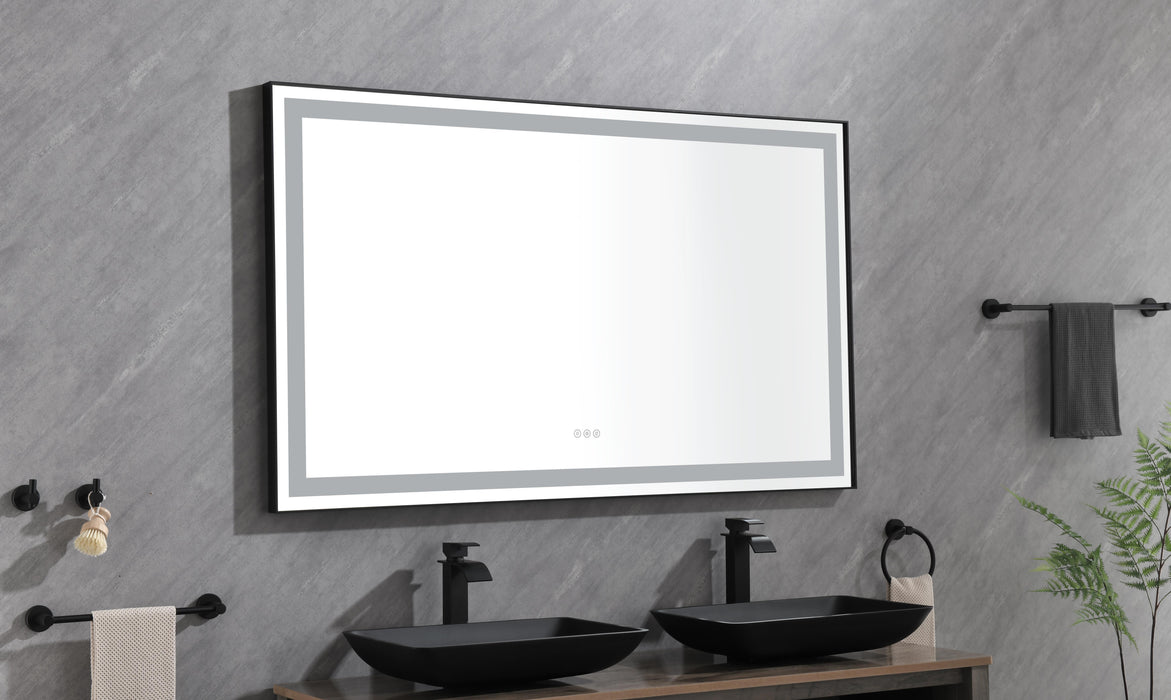 Framed LED Single Bathroom Vanity Mirror In Polished Crystal Bathroom Vanity LED Mirror, 3 Color Lights Mirror