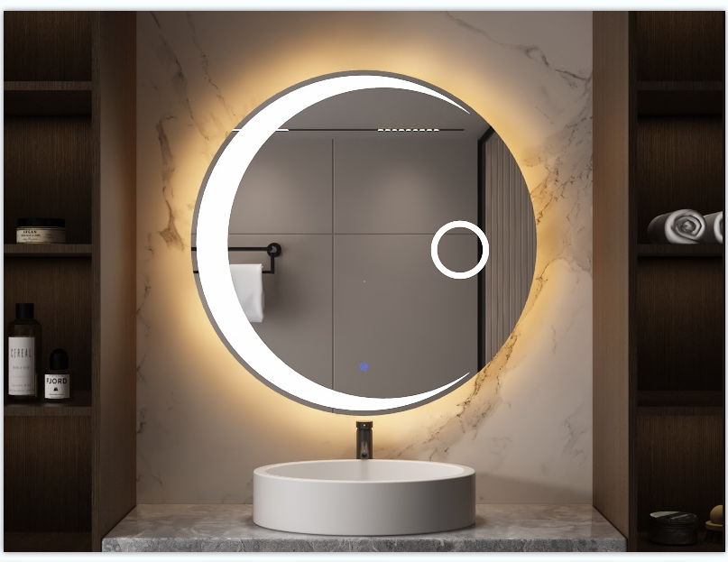 30" Switch-Held Memory LED Mirror, Wall-Mounted Vanity Mirrors, Bathroom Anti-Fog Mirror, Dimmable Bathroom Mirror