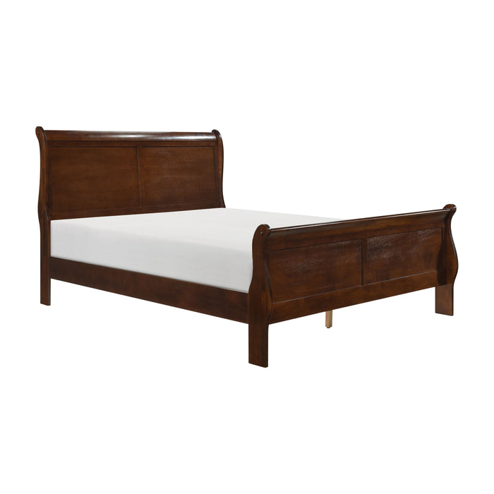 Classic Louis Philipe Style Full Bed Brown Cherry Finish 1 Piece Traditional Design Bedroom Furniture Sleigh Bed