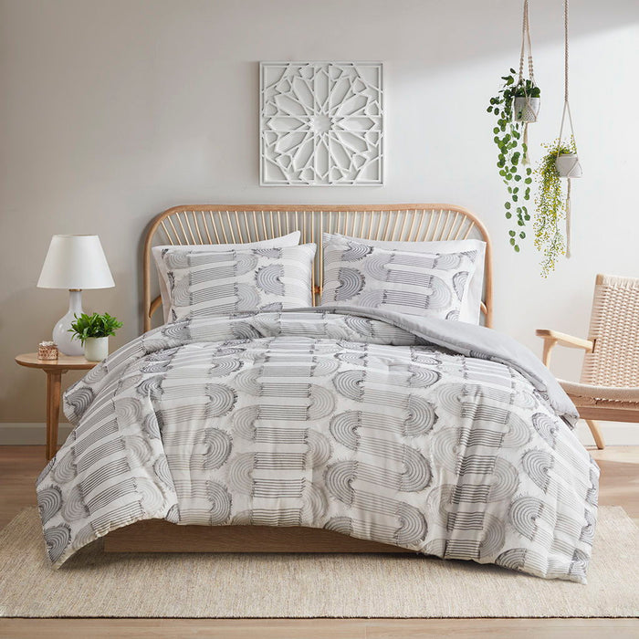 Clip Jacquard Comforter Set - Grey
