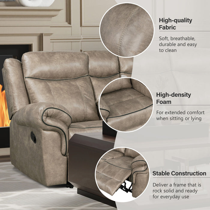 Home Theater Seating Manual Recliner With Cup Holder, Hide-Away Storage, 2 Usb Ports And 2 Power Sockets For Living Room, Home Theater, Brown